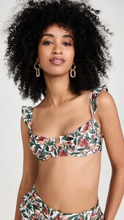 Budget 🔔 Agua By Agua Bendita Kiwi Monarca Crema 👙 Bikini Top Multicolor 👏