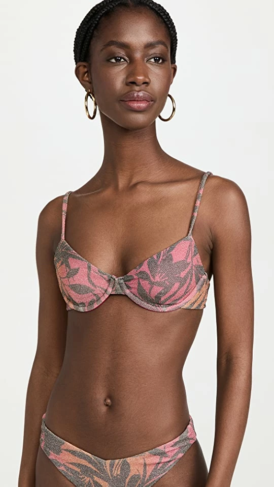 New π Beach Riot Camilia π Bikini Top Hibiscus Shine π