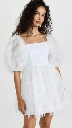 Cheap 🧨 Black Halo Pepper Mini 👗 Dress Porcelain Frill/White 🧨