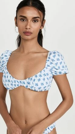 Best reviews of 😉 CAROLINE CONSTAS Zoe 👙 Bikini Top Blue Toile Spot 🎁