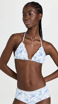 Promo 🧨 Gigi Hadid X Frankies 👙 Bikinis Tia Triangle Top Yomi Toile Blue ❤️