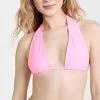 Outlet ⌛ Good American Smooth Matte Ruched Halter 👙 Bikini Top Sugar Pink002 🔔