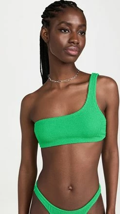 Deals 🔔 Good American Always Fits Smocked 👙 Bikini Top ☀️ Summer Green002 🌟