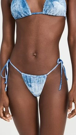 Discount 👍 Good American Always Fits Tiny Ties 👙 Bikini Bottoms Indigo Tie Dye 002 💯