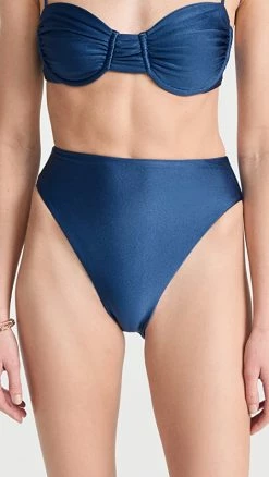 Coupon 🧨 JADE Swim Incline High Rise 👙 Bikini Bottoms Indigo Sheen 😍
