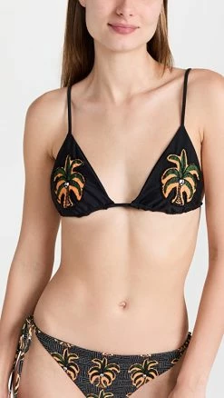 Coupon ⭐ Johanna Ortiz Zambia 👙 Bikini Top Coconuts Black/Peach/Greenery 🧨
