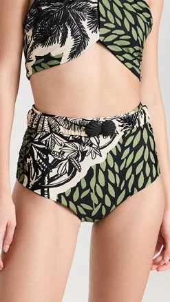 Best deal 😀 Johanna Ortiz Greenery Toile Uganda 👙 Bikini Bottoms Black/Greenery/Antique Ecru 💯