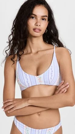 Promo 🧨 Maaji Antoniet Stripe Blush 👙 Bikini Top White 😉