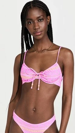 Best Sale 🧨 Maaji Ornate Borders Jade 👙 Bikini Top Pink 🧨