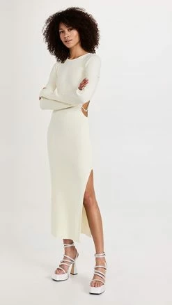 Best deal ✔️ MACH & MACH Cut Out Midi 👗 Dress Ivory 🔔
