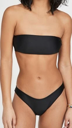 Cheapest 😍 Madewell Second Wave Spaghetti Strap Bandeau 👙 Bikini Top True Black ❤️