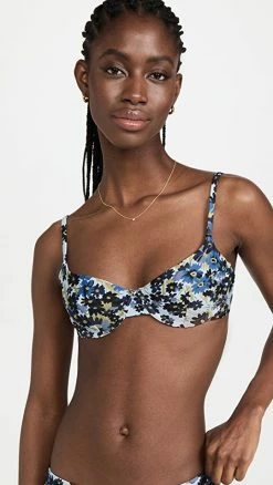 Outlet 🔔 Madewell Roma Underwire 👙 Bikini Top Garden Daisies Dusty Pool ✨