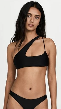 Deals 🥰 MIKOH Queensland Cross Shoulder 👙 Bikini Top Noir 🎁