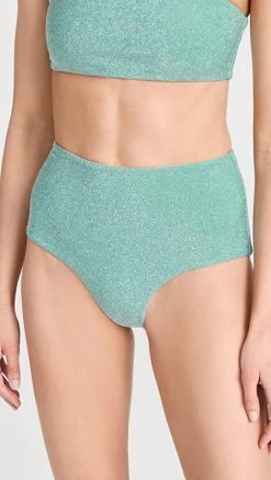 Top 10 👍 MIKOH Muliki Metallic High Waisted Cheeky Bottoms Lurex Pool ❤️