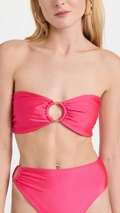 Flash Sale 𧨠Sara Cristina Gold Ring Strapless π Bikini Top Rosa π
