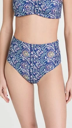 Brand new 💯 Sea Rosita Border Print High Waisted 👙 Bikini Bottoms Blue 🌟