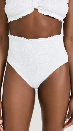 Promo 😍 Sea Bobby Smocked 👙 Bikini Bottoms White 😉