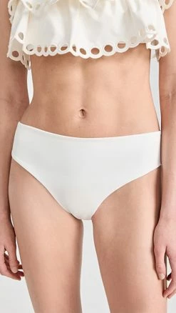 Discount 🧨 Sea Solid Scallop 👙 Bikini Bottoms White 😍