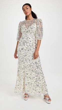 Top 10 😉 Self Portrait Champagne Sequined Maxi 👗 Dress 🎉