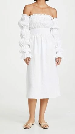 Best Sale π Sleeper Michelin Linen π Dress In White π―