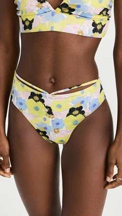 Outlet ❤️ Silvia Tcherassi Irma 👙 Bikini Bottoms Multi Blue Retro Floral 😉