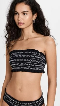 Outlet ✔️ Tory Burch Costa Bandeau 👙 Bikini Top Black/New Ivory ❤️