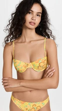 Best Pirce β¨ Tory Burch Printed Underwire π Bikini Top Yellow Blossom π―