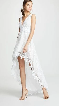 Deals 💯 Temptation Positano Prato High Low V Neck 👗 Dress White 🎉