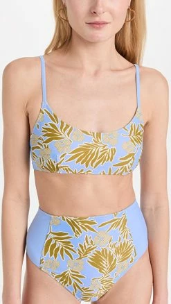 Discount 😍 Tanya Taylor Kaia 👙 Bikini Top Horizon Blue Multi ✔️