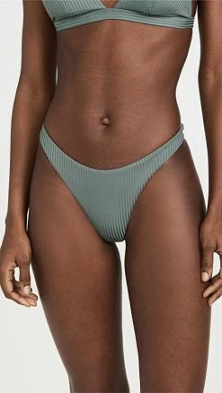 Discount 🧨 Vitamin A California High Leg 👙 Bikini Bottoms Sea Green EcoRib 🧨