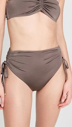 Outlet 🌟 Vitamin A Gemma Ruched High Waist Bottoms Mineral Shimmer EcoLux 🛒