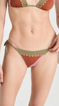 Hot Sale 🎉 ViX Swimwear Solid Block Tie Side Full 👙 Bikini Bottoms Multi 🤩