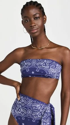 New 🥰 Zimmermann Separates Sculpt Bandeau 👙 Bikini Top Navy Bandana 🥰