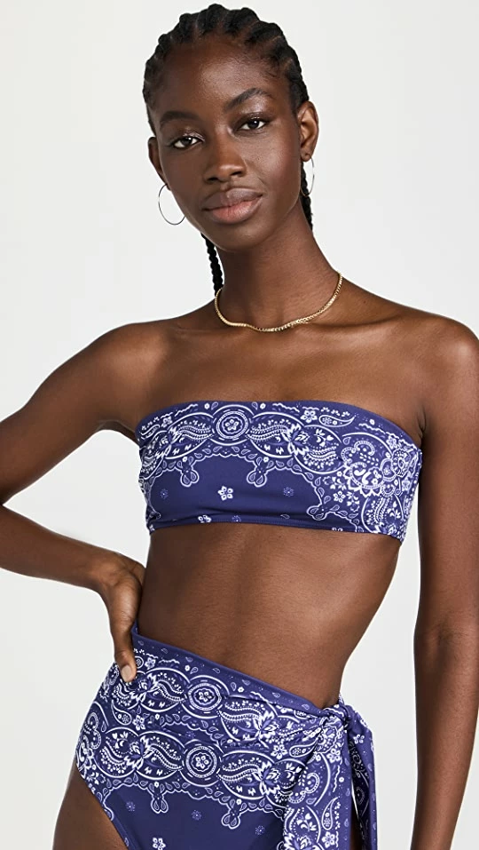 New π₯° Zimmermann Separates Sculpt Bandeau π Bikini Top Navy Bandana π₯°
